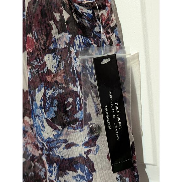 Tahari ASL Sheer Lightweight Ruffled Top Sleeveless Floral Blouse Plus Size 1X - Picture 11 of 11
